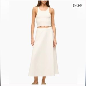 NWoT STAUD Lighthouse Ponte Skirt in Ivory White Midi A Line
